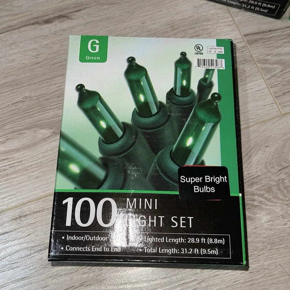NIB 5 Christmas Holiday String Lights Mini Indoor Outdoor GREEN 1 Bx Icicle VTG